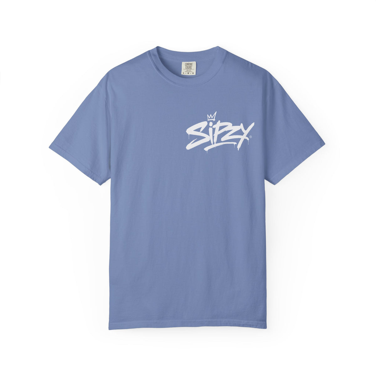 Minimal 'Sipzy' Script Tee — White Garment-Dyed T-Shirt