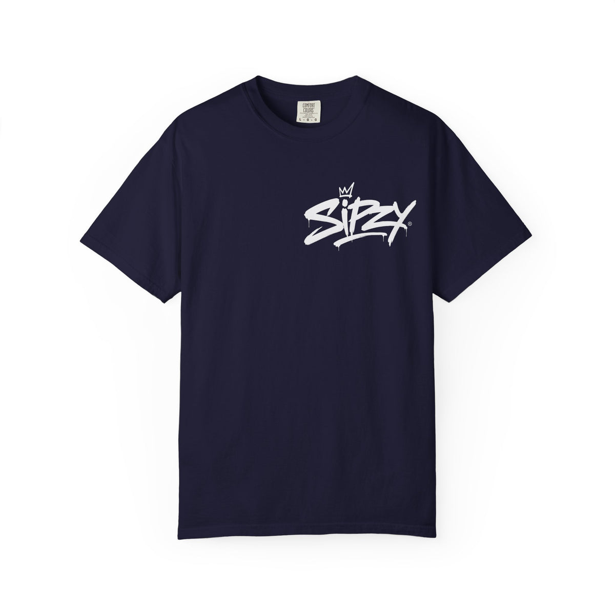 Minimal 'Sipzy' Script Tee — White Garment-Dyed T-Shirt