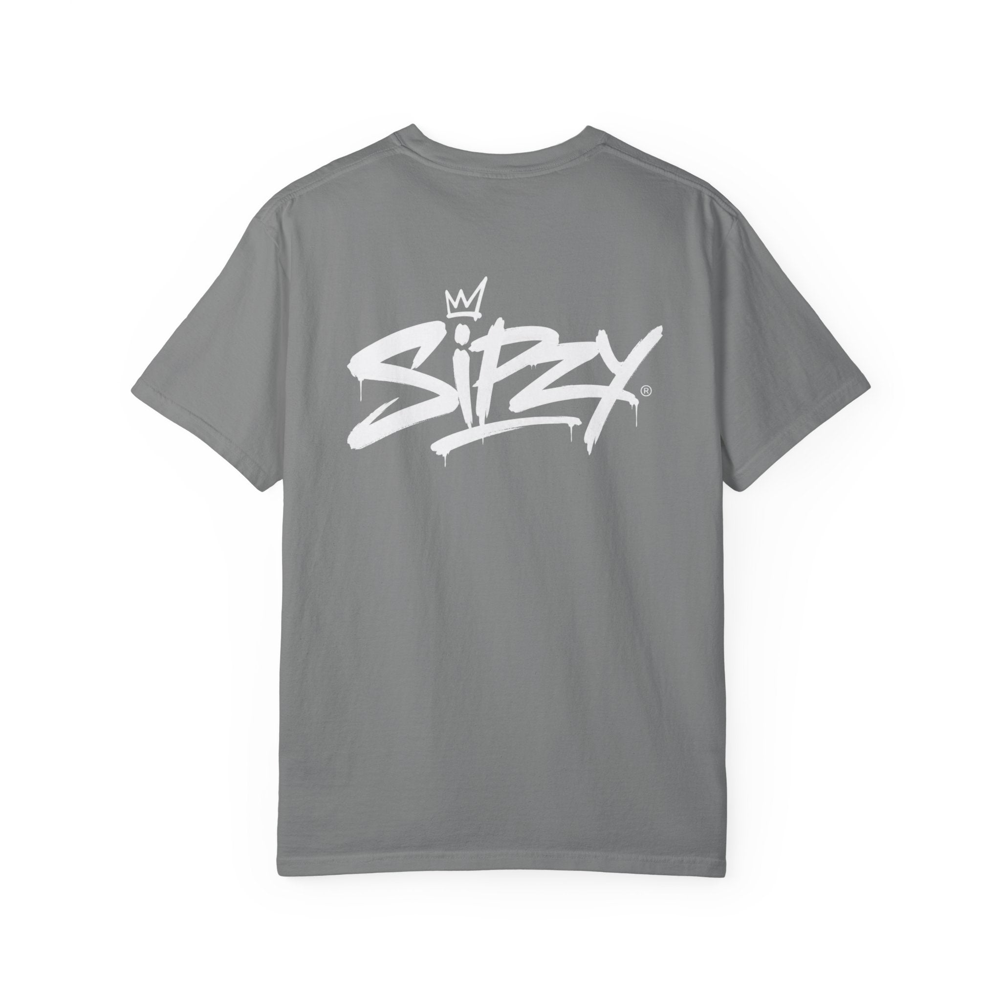 Minimal 'Sipzy' Script Tee — White Garment-Dyed T-Shirt