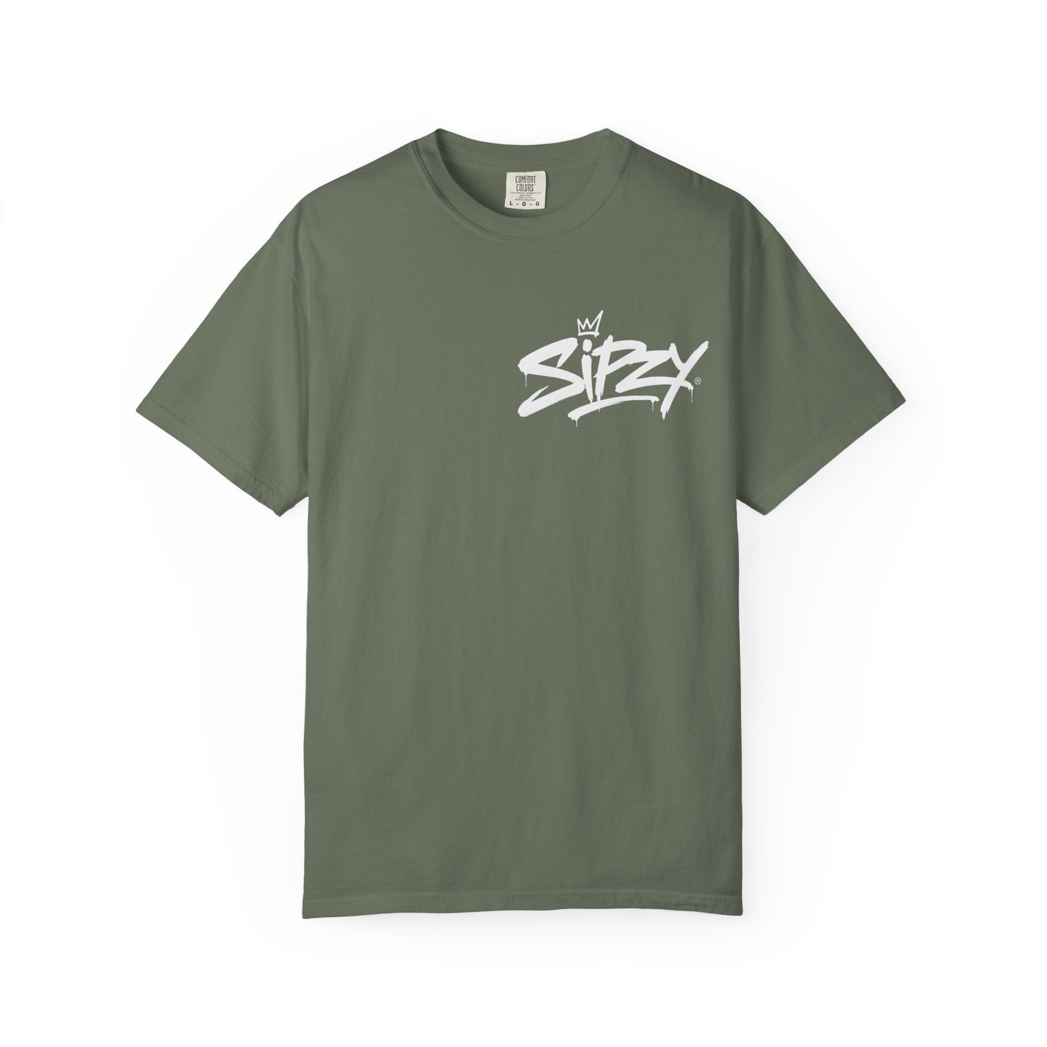 Minimal 'Sipzy' Script Tee — White Garment-Dyed T-Shirt