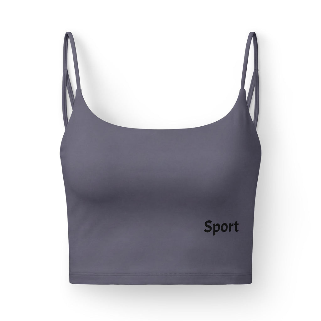 Luxe Sports Bra — Women's Minimalist Strappy Crop with "Sport" Logo