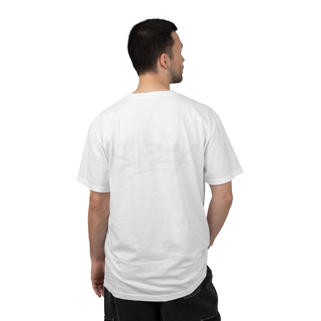 Minimal 'Sipzy' Script Tee — White Garment-Dyed T-Shirt