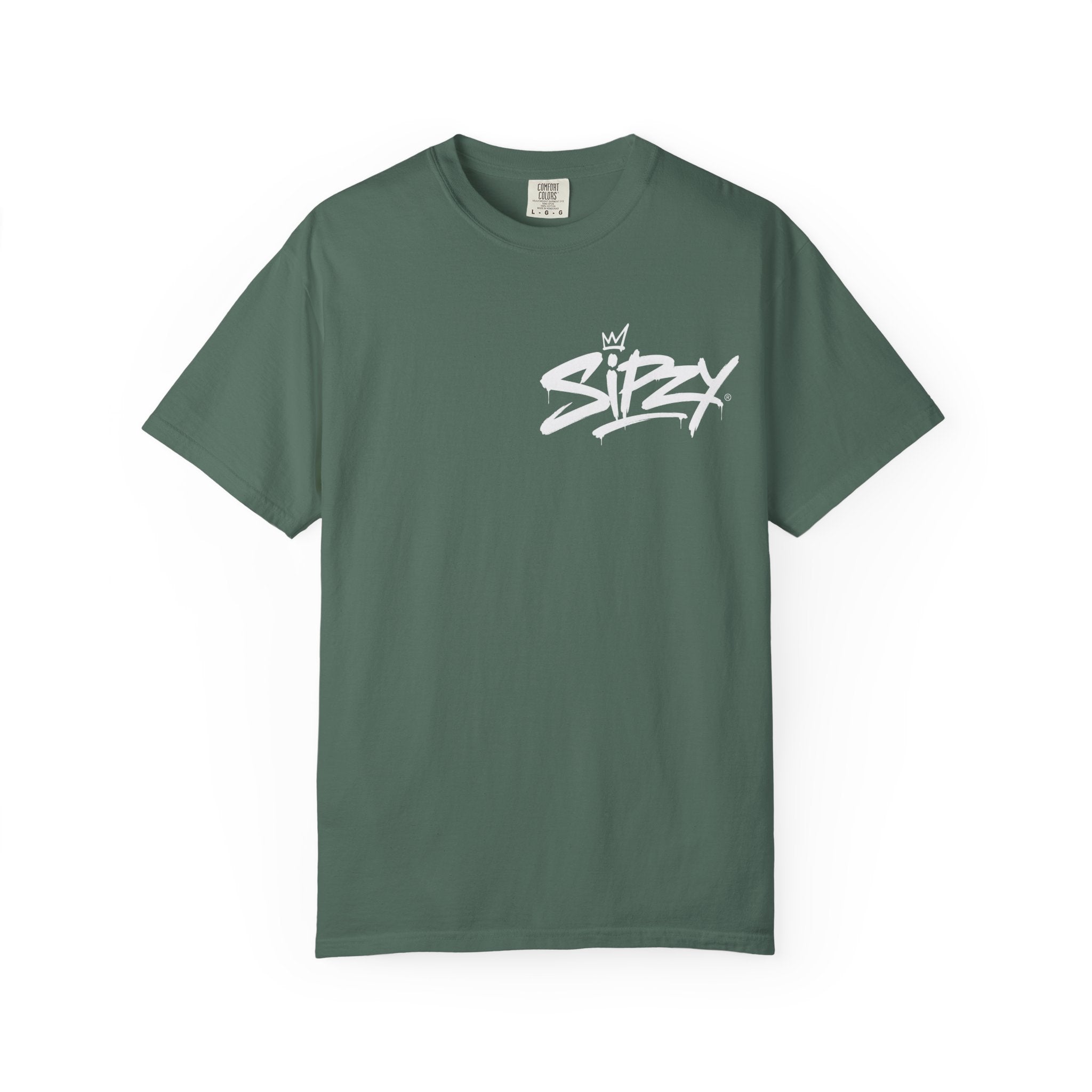 Minimal 'Sipzy' Script Tee — White Garment-Dyed T-Shirt