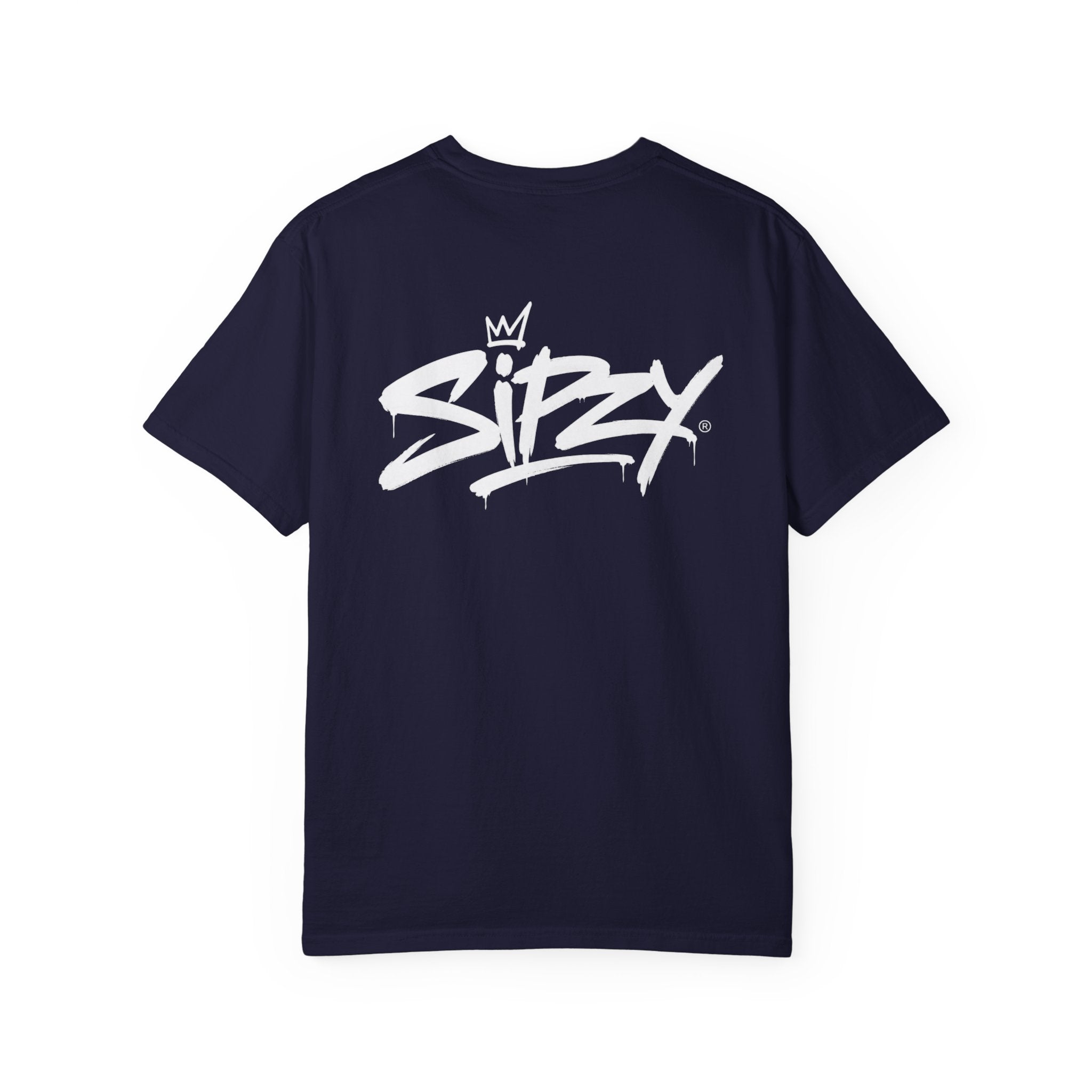Minimal 'Sipzy' Script Tee — White Garment-Dyed T-Shirt