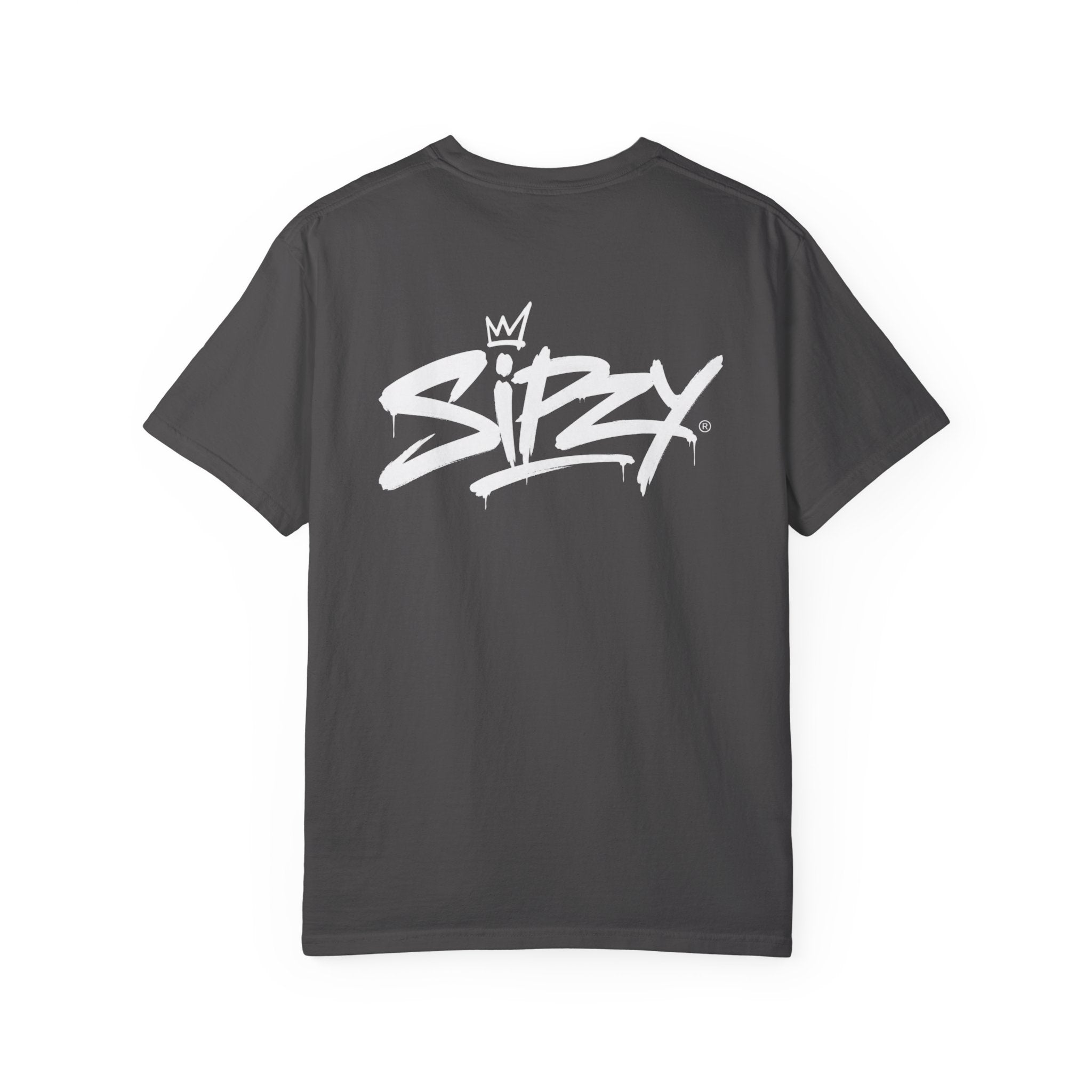 Minimal 'Sipzy' Script Tee — White Garment-Dyed T-Shirt