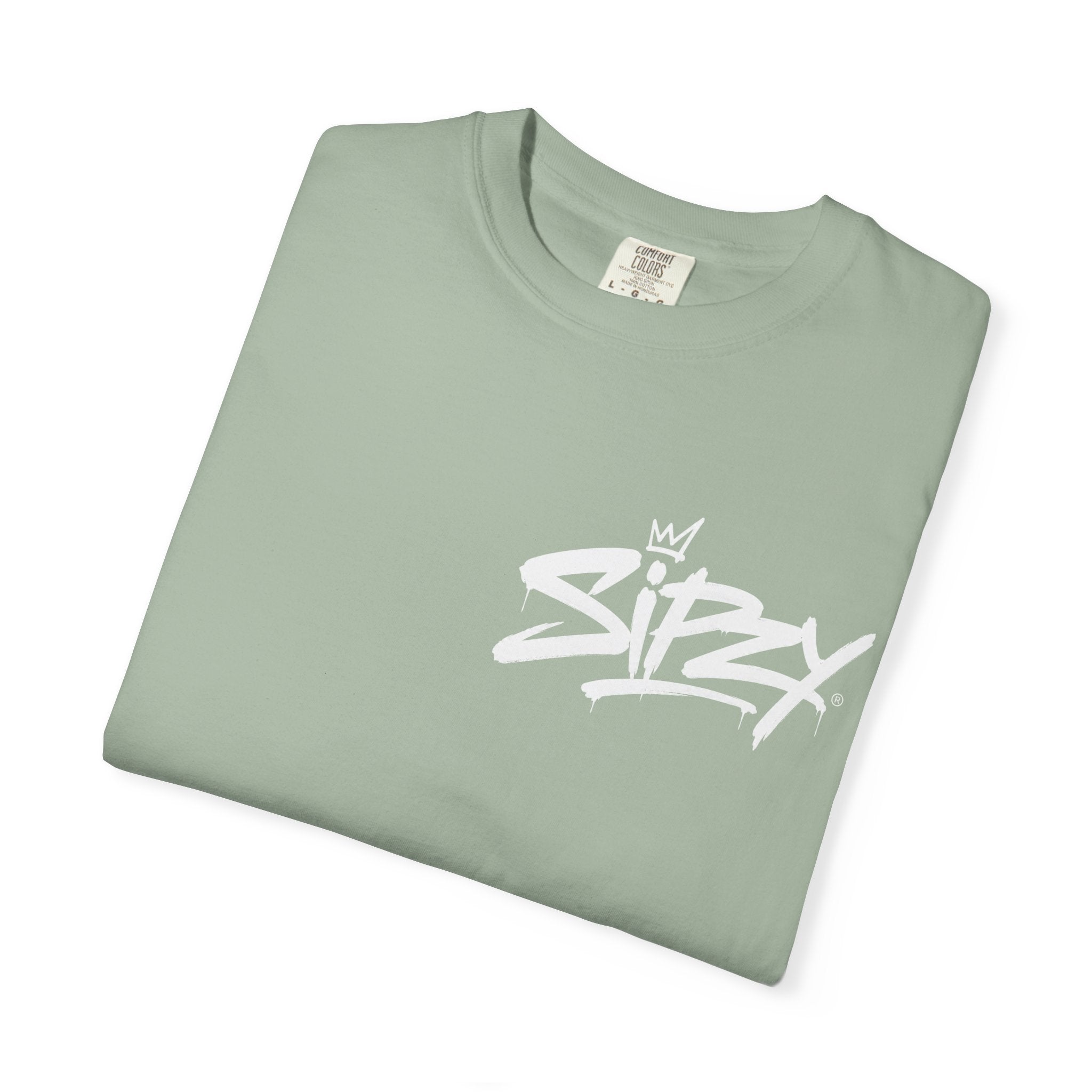 Minimal 'Sipzy' Script Tee — White Garment-Dyed T-Shirt