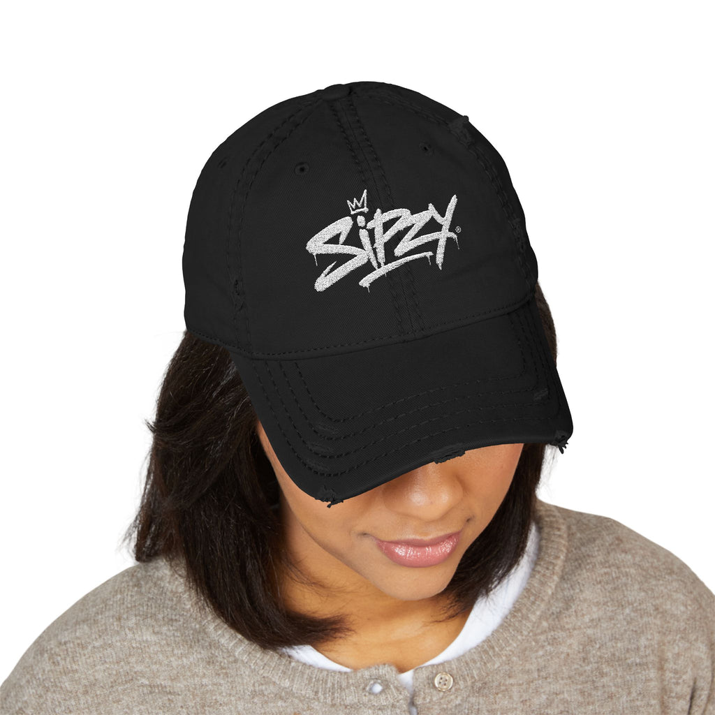 Embroidered 'Sizzy' Distressed Dad Hat — Vintage Streetwear Cap