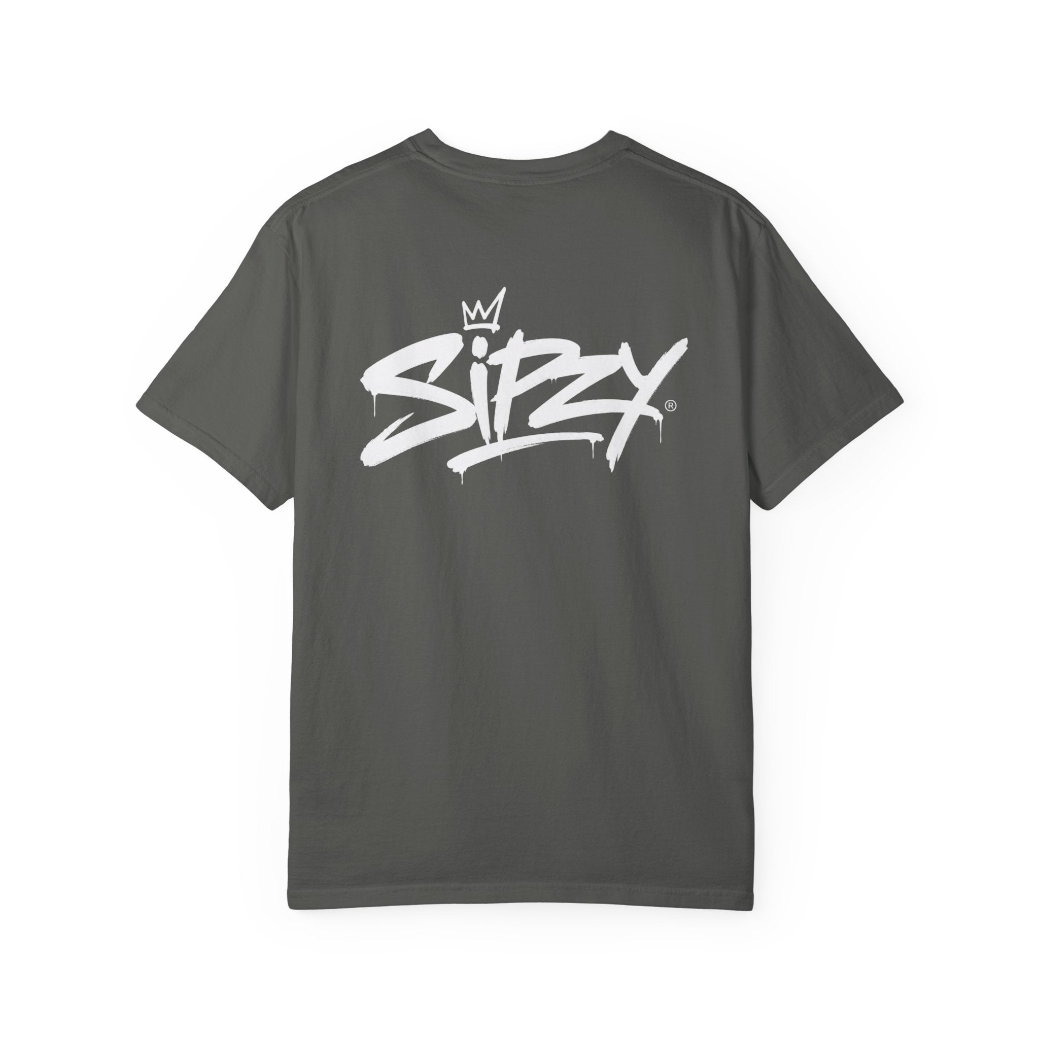 Minimal 'Sipzy' Script Tee — White Garment-Dyed T-Shirt