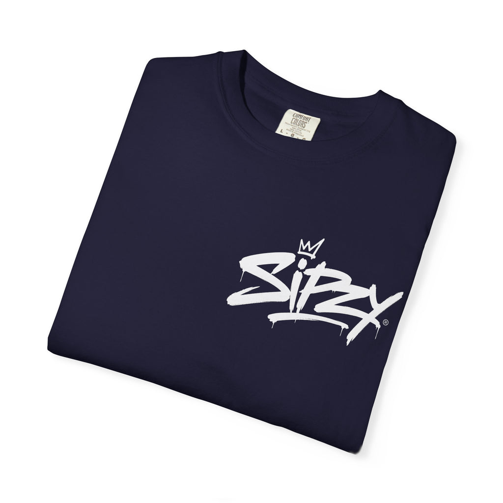 Minimal 'Sipzy' Script Tee — White Garment-Dyed T-Shirt