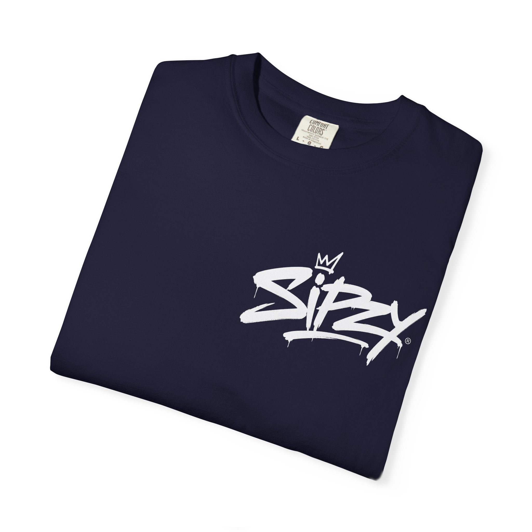 Minimal 'Sipzy' Script Tee — White Garment-Dyed T-Shirt