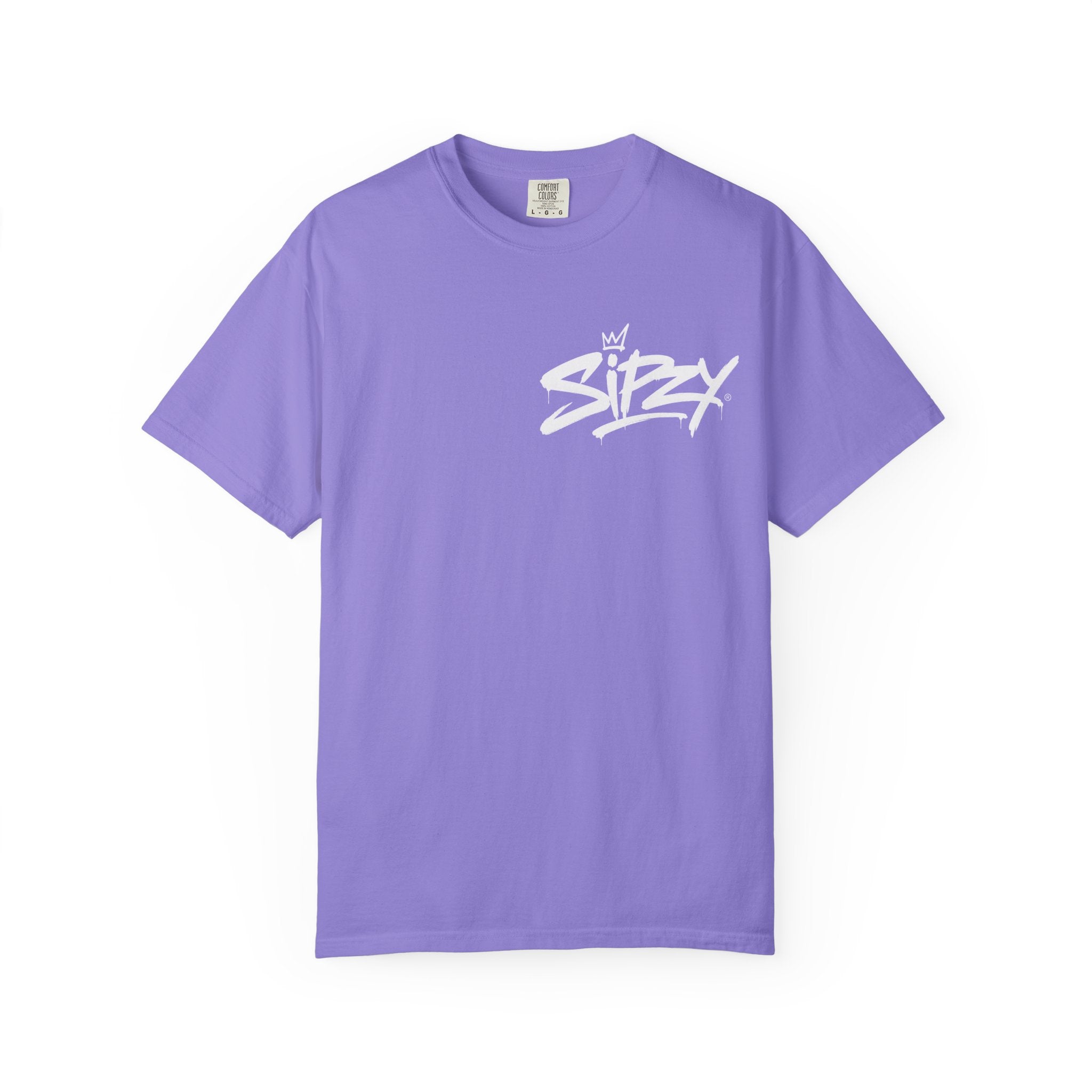 Minimal 'Sipzy' Script Tee — White Garment-Dyed T-Shirt