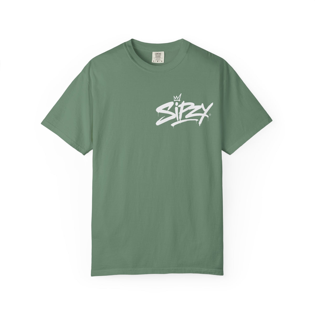 Minimal 'Sipzy' Script Tee — White Garment-Dyed T-Shirt