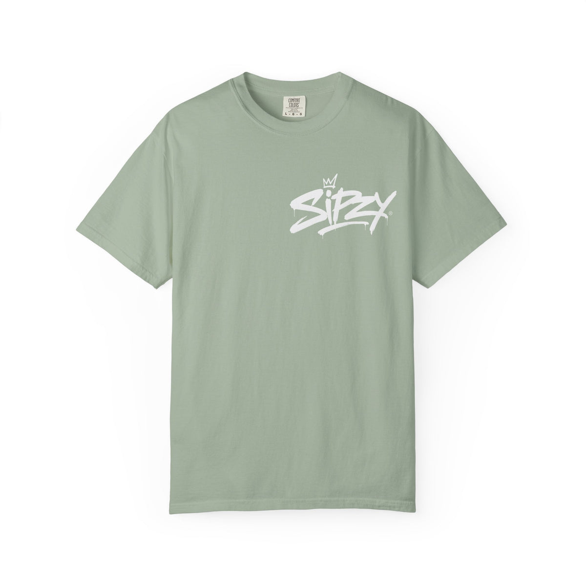 Minimal 'Sipzy' Script Tee — White Garment-Dyed T-Shirt