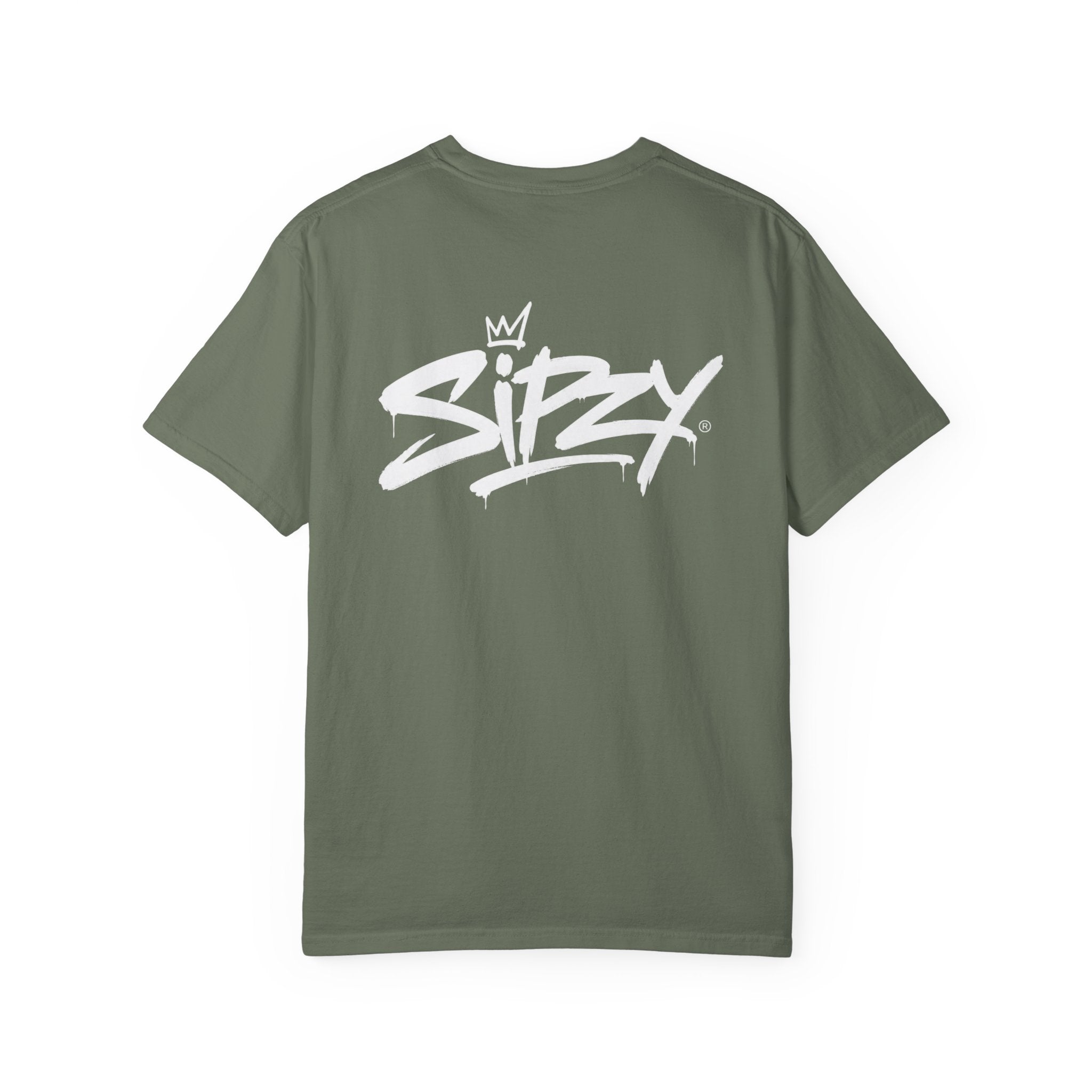 Minimal 'Sipzy' Script Tee — White Garment-Dyed T-Shirt