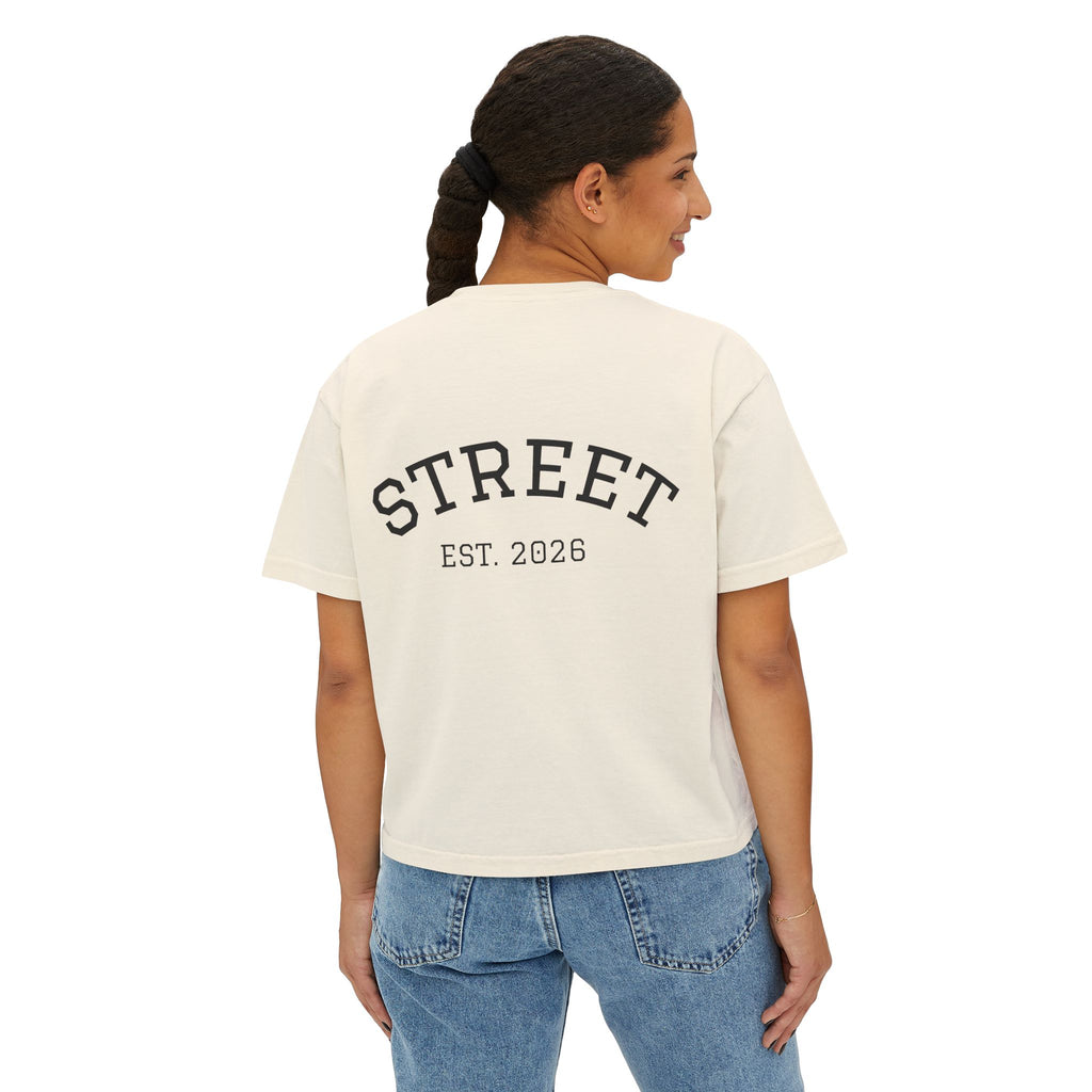 Street Est. 2026 Boxy Tee — Women's Casual Cropped Graphic T-Shirt