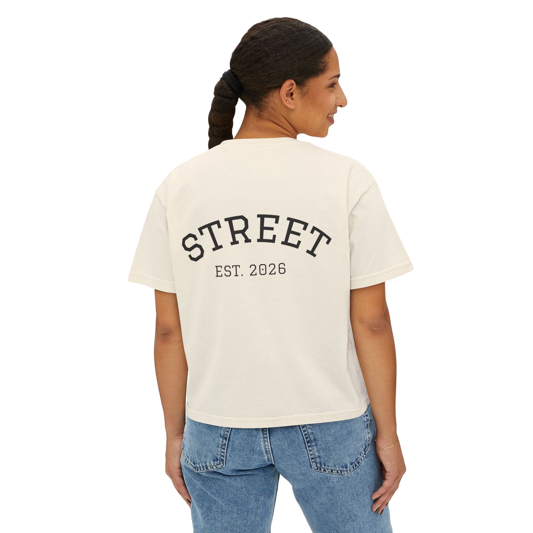 Street Est. 2026 Boxy Tee — Women's Casual Cropped Graphic T-Shirt