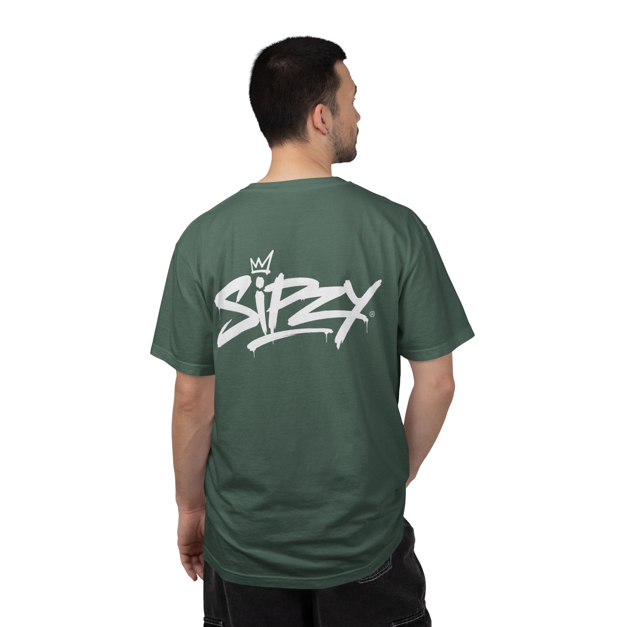 Minimal 'Sipzy' Script Tee — White Garment-Dyed T-Shirt