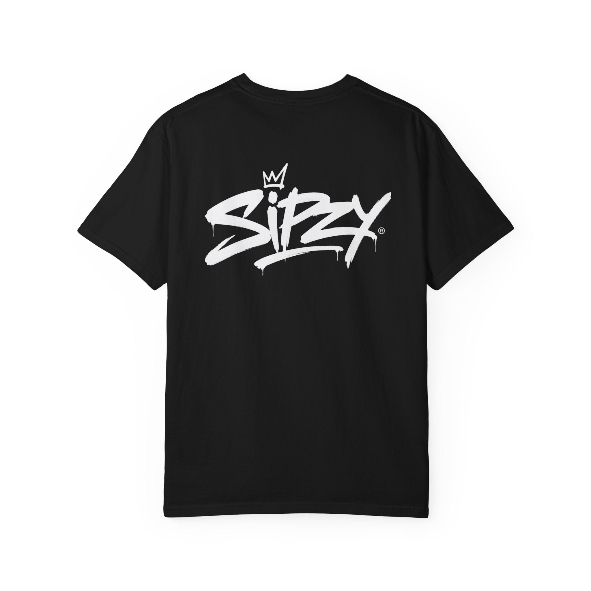 Minimal 'Sipzy' Script Tee — White Garment-Dyed T-Shirt