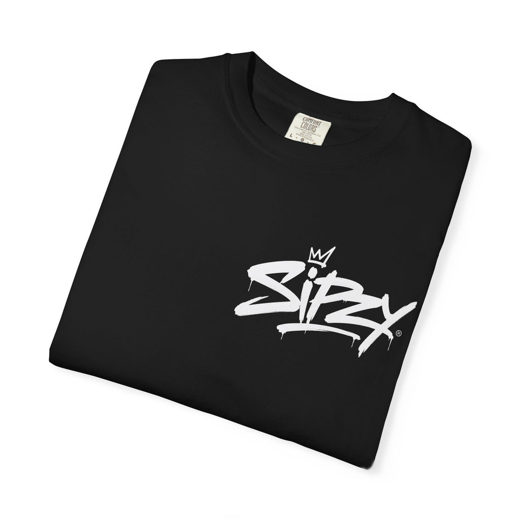 Minimal 'Sipzy' Script Tee — White Garment-Dyed T-Shirt