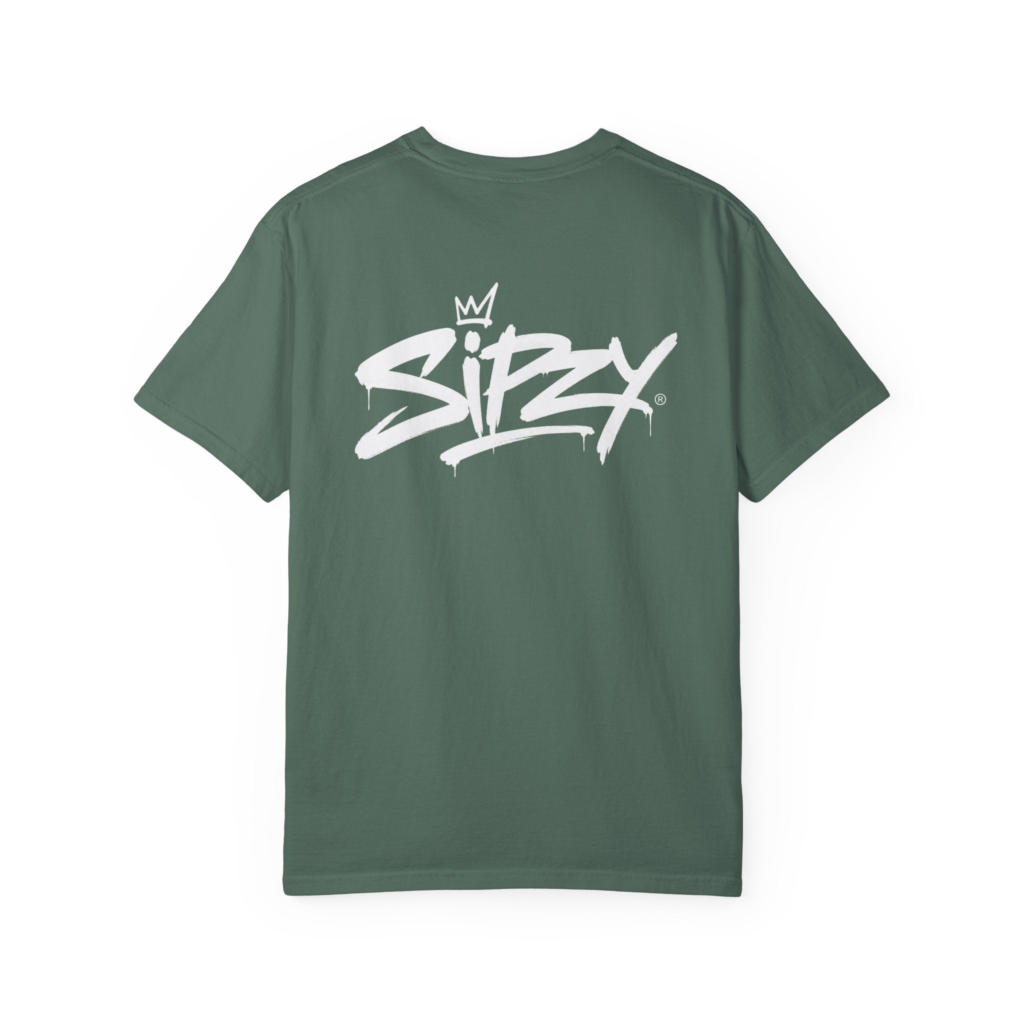 Minimal 'Sipzy' Script Tee — White Garment-Dyed T-Shirt