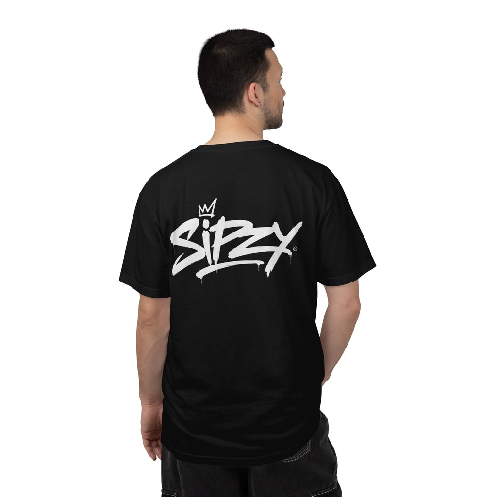 Minimal 'Sipzy' Script Tee — White Garment-Dyed T-Shirt