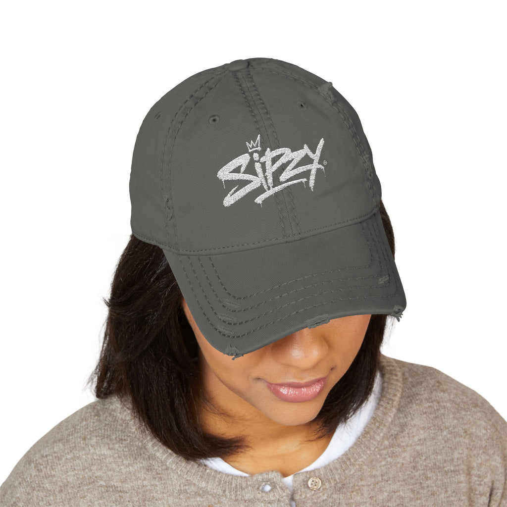 Embroidered 'Sizzy' Distressed Dad Hat — Vintage Streetwear Cap