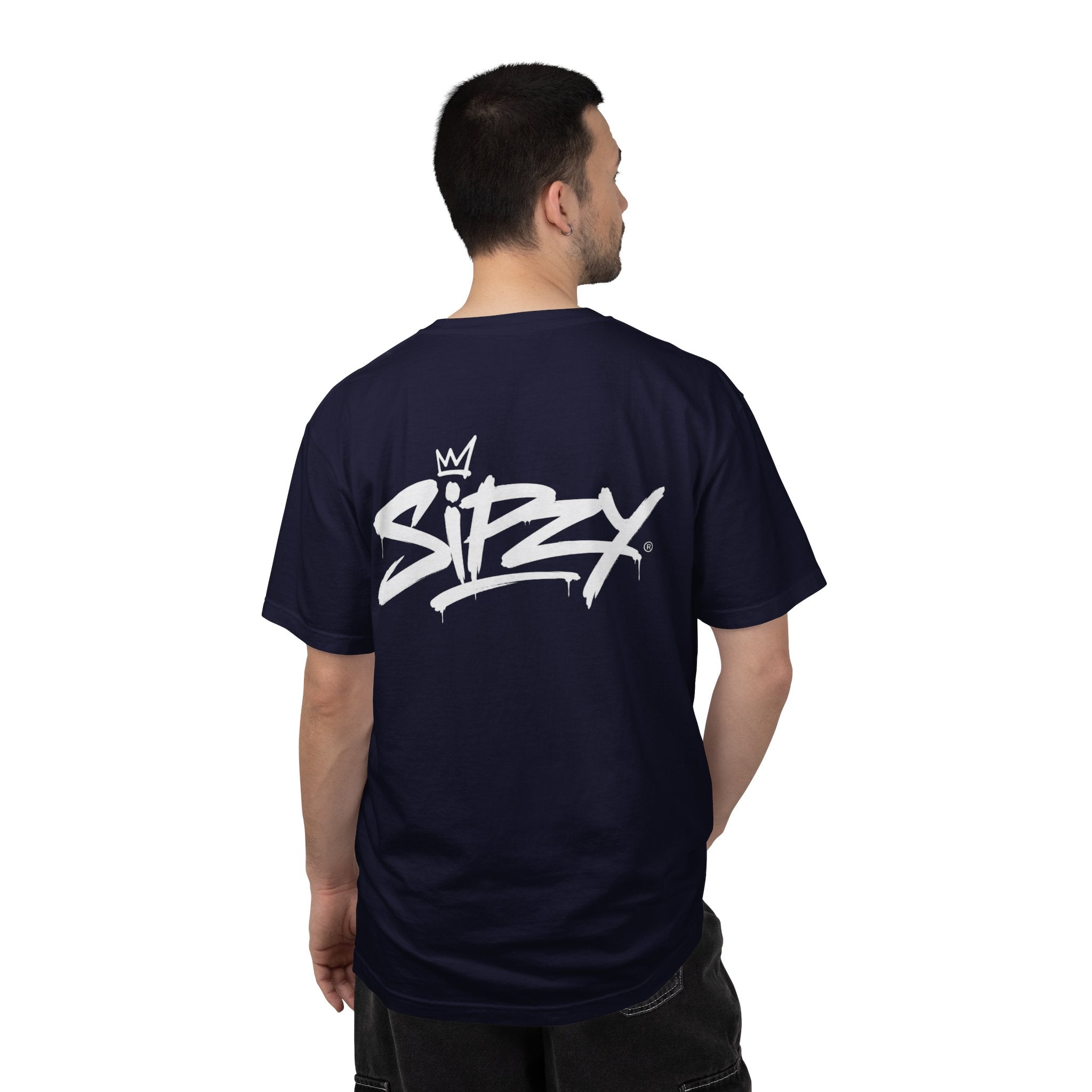 Minimal 'Sipzy' Script Tee — White Garment-Dyed T-Shirt